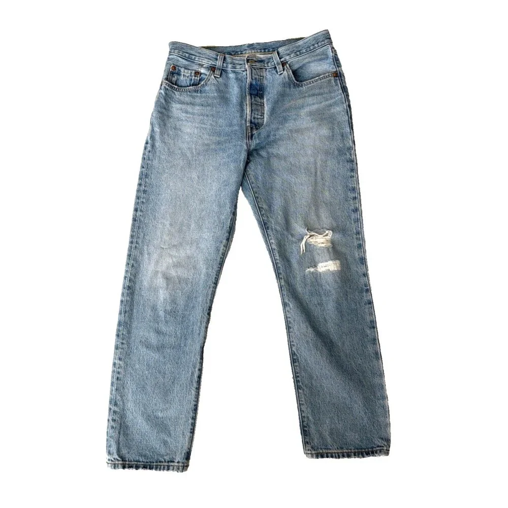 Levi’s 501 Jeans Mens 29x28 Distressed Light Blue